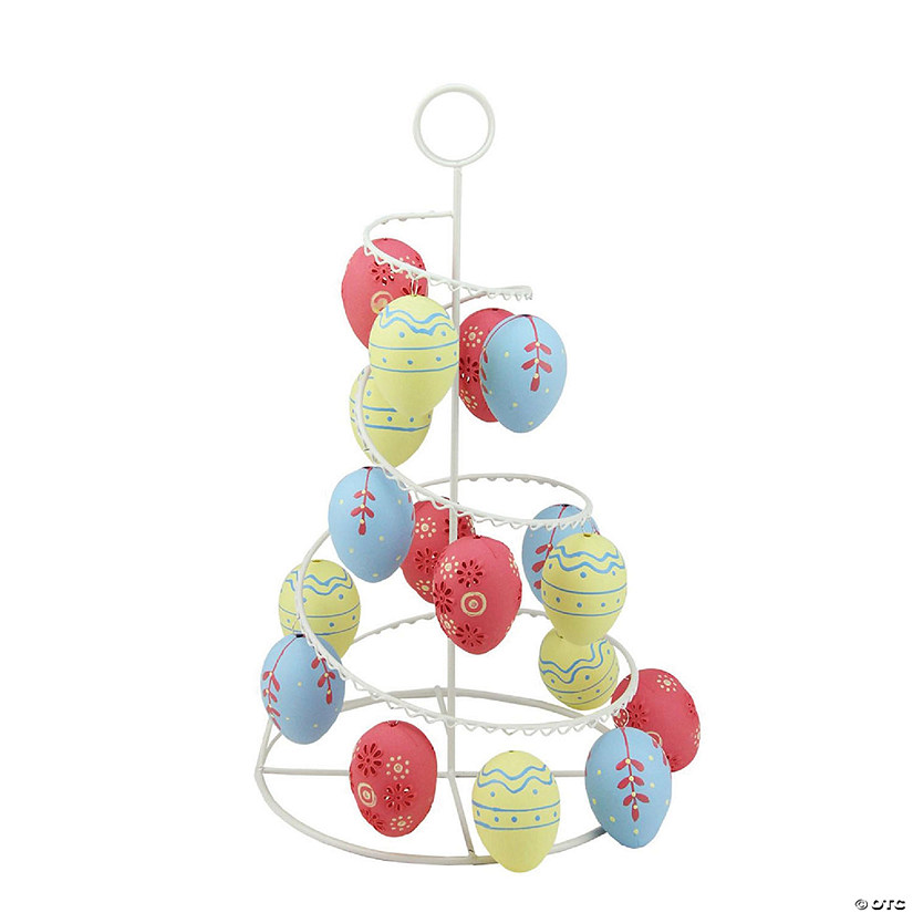 Northlight 14.25" White and Pink Floral Cut Out Easter Egg Tree Tabletop Decor Image