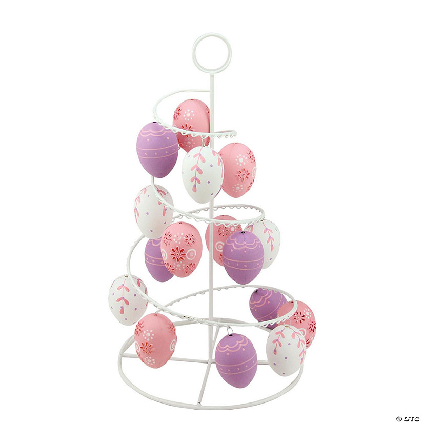 Northlight 14.25" White and Purple Floral Cut Out Easter Egg Tree Image