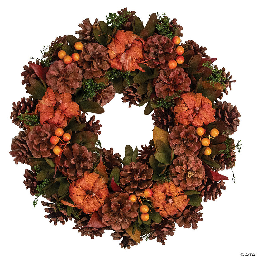 Northlight 14" Fall Wreath With Pumpkins and Pinecones Image