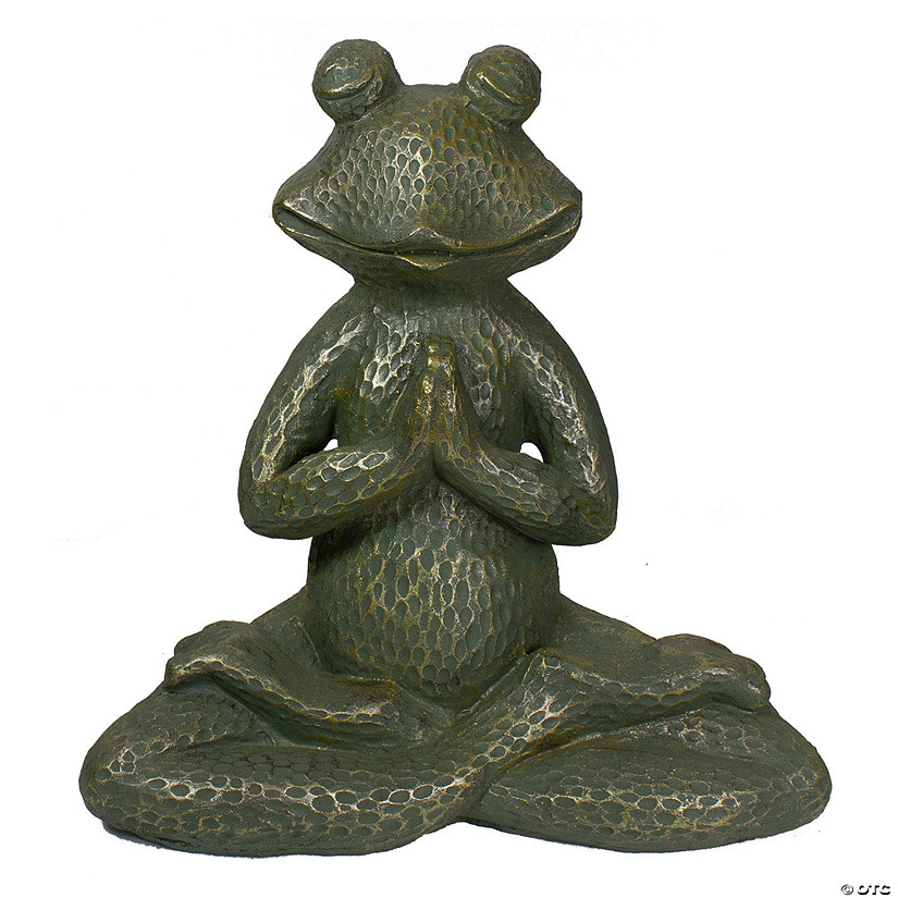 Northlight 14" Gold Verdigris Yoga Frog Outdoor Garden Statue Image