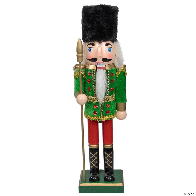 Northlight 14" Green and Red Christmas Nutcracker Soldier with Spear Image