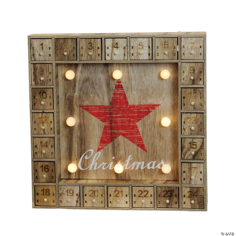 Northlight 14" LED PreLit Wooden Advent Calendar Christmas Decor