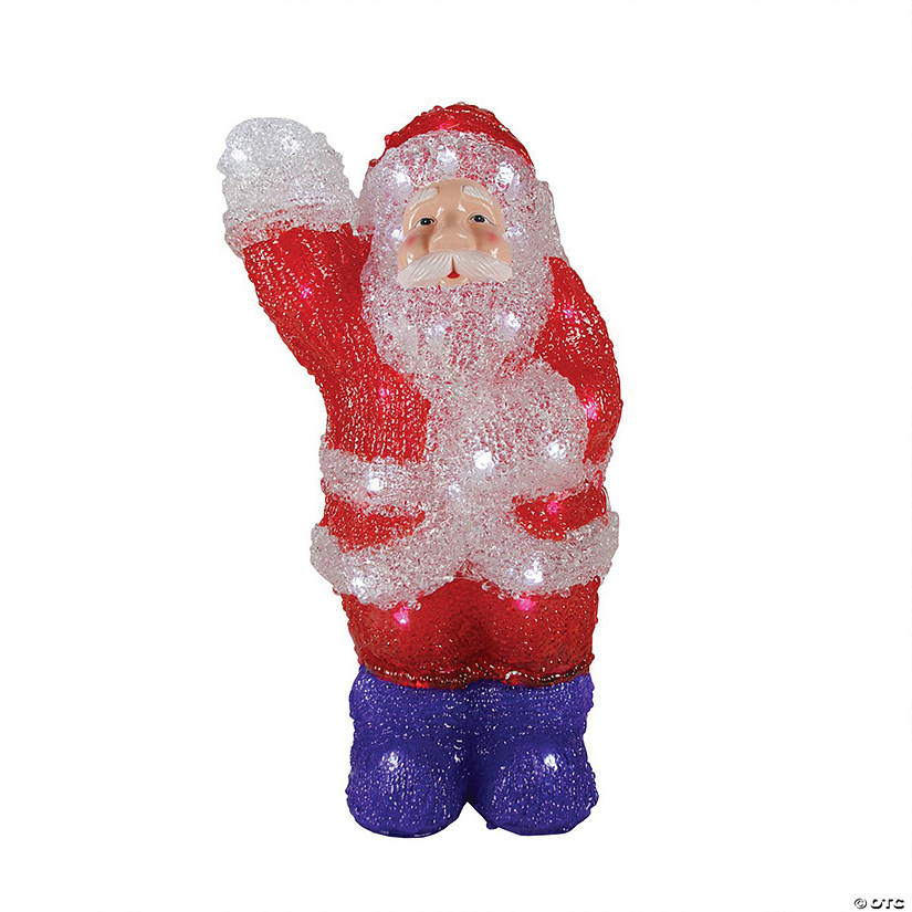 Northlight - 14" Lighted Commercial Grade Acrylic Waving Santa Claus Christmas Outdoor Decoration Image