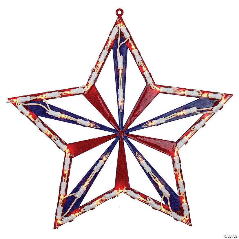 Northlight 14" Lighted Red White and Blue 4th of July Star Window Silhouette Decoration Image