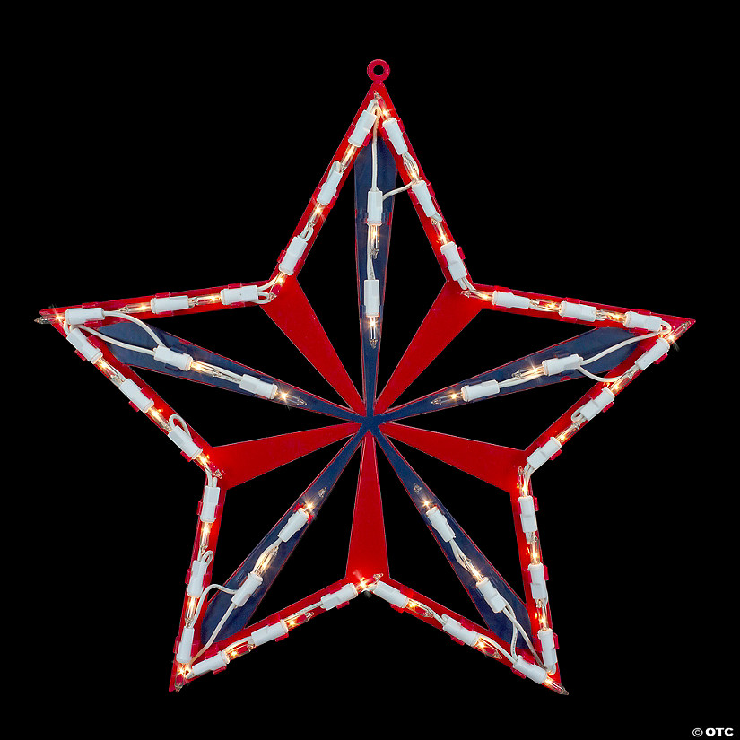 Northlight 14" Lighted Red White and Blue 4th of July Star Window Silhouette Decoration Image