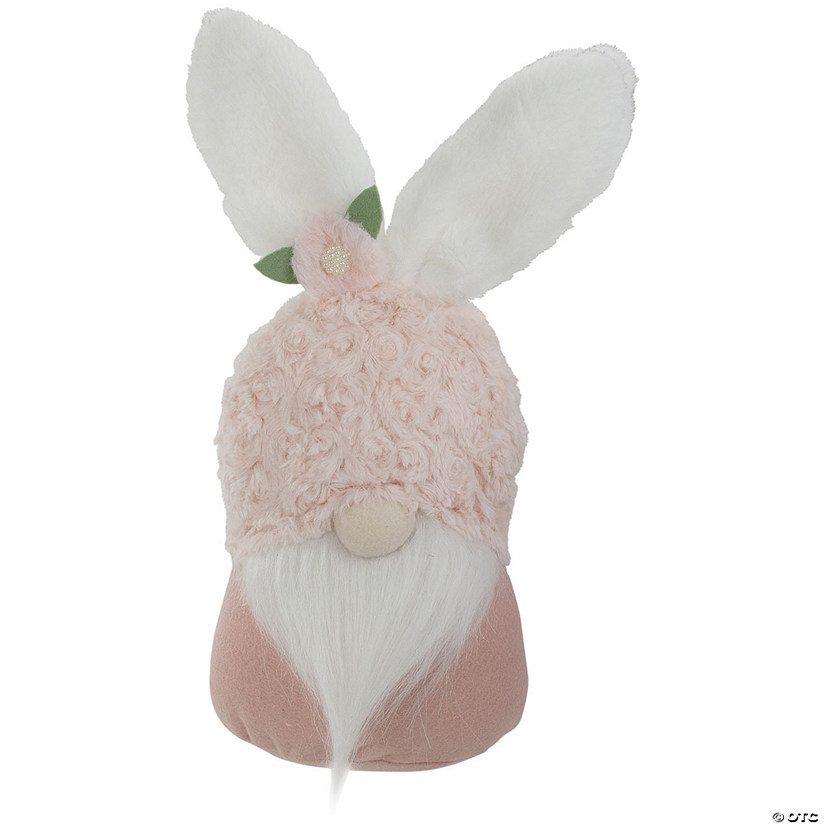 Northlight 14" pink and white easter and spring gnome head with bunny ears Image