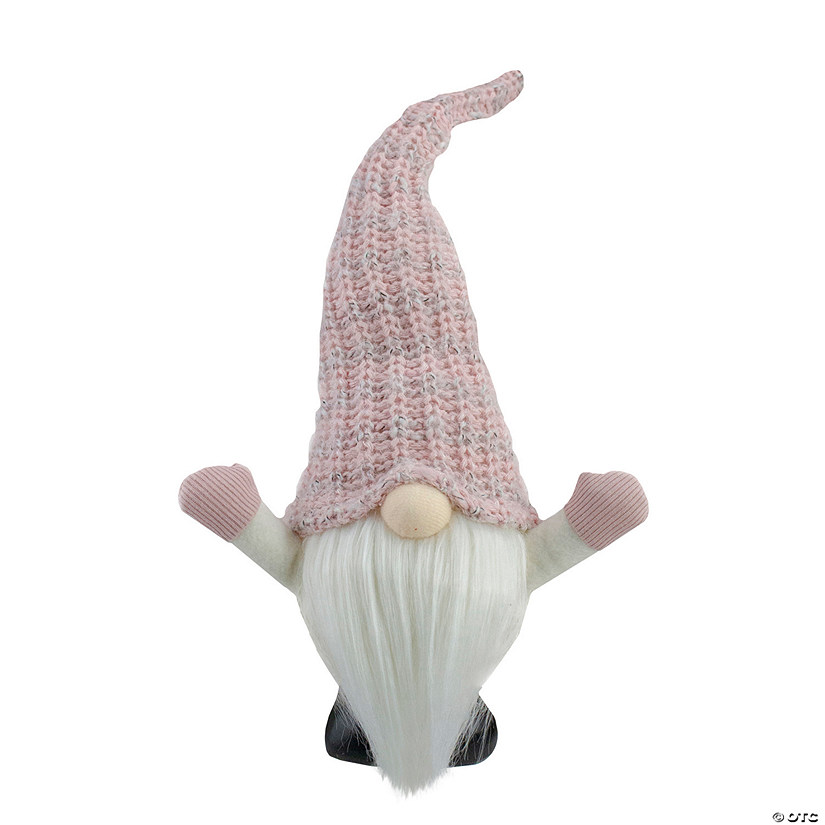 Northlight 14" Pink LED Lighted Rattan Round Christmas Gnome Figure Image