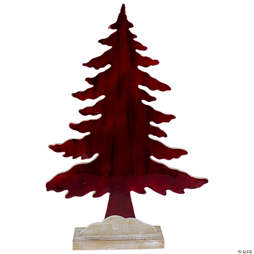 Northlight 14" Red and Black Stained Forest Tree Christmas Tabletop Decor Image