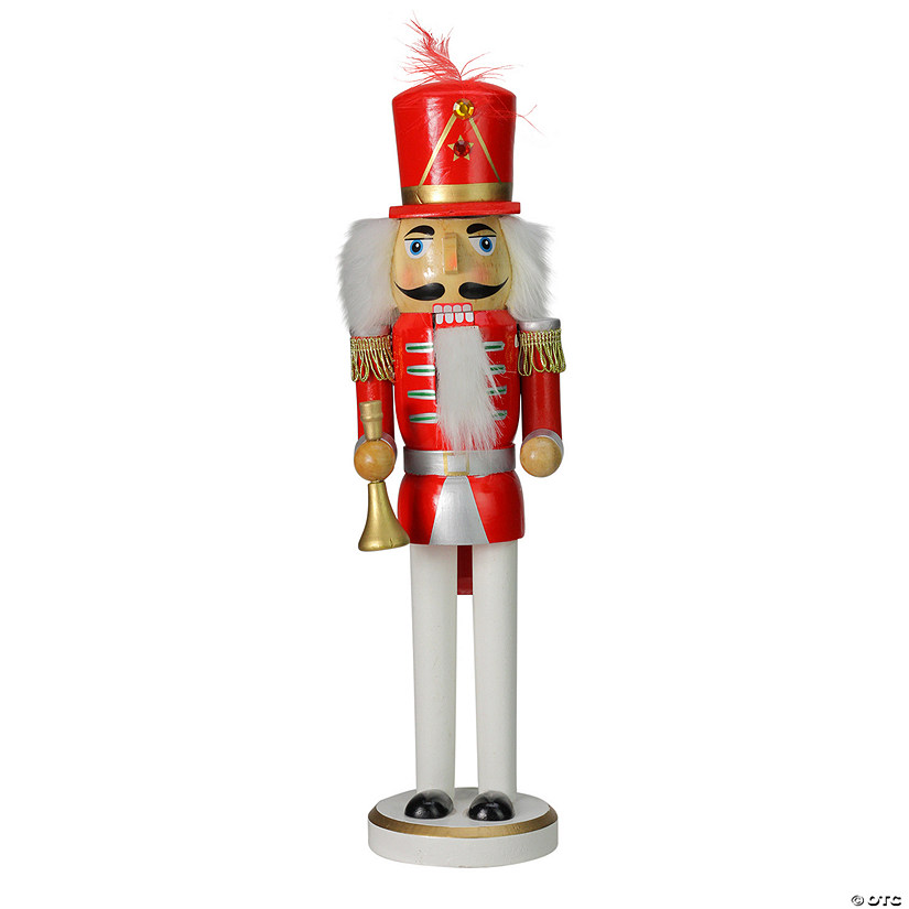 Northlight 14" Red and White Wooden Christmas Nutcracker with Horn Image