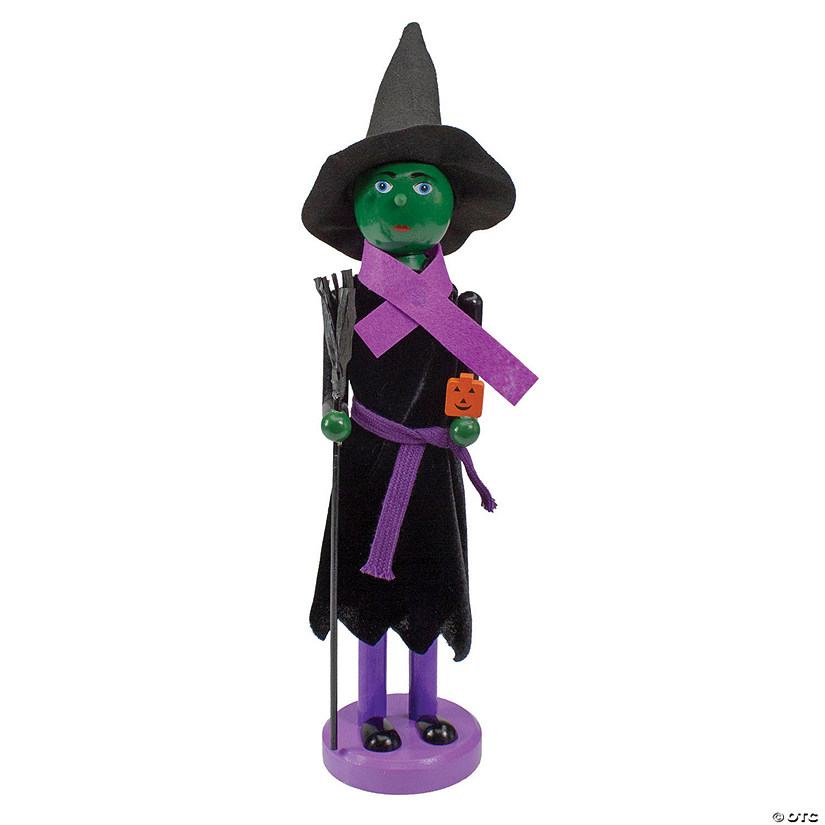 Northlight 14" Witch with Broom Halloween Nutcracker Decoration Image