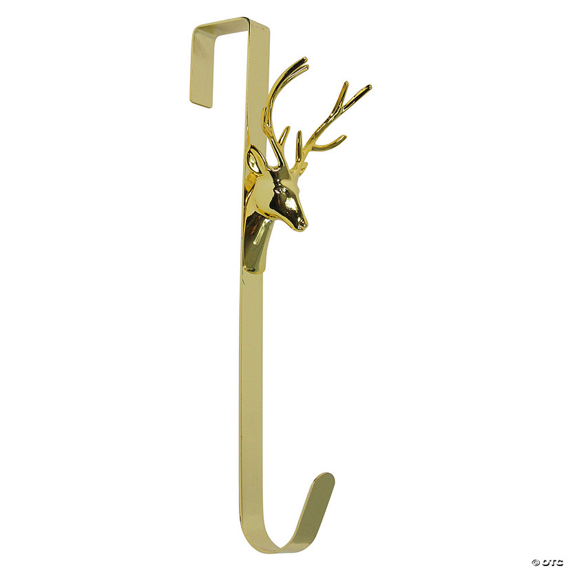 Northlight 15.25" Shiny Gold Deer Over the Door Christmas Wreath Hanger Image