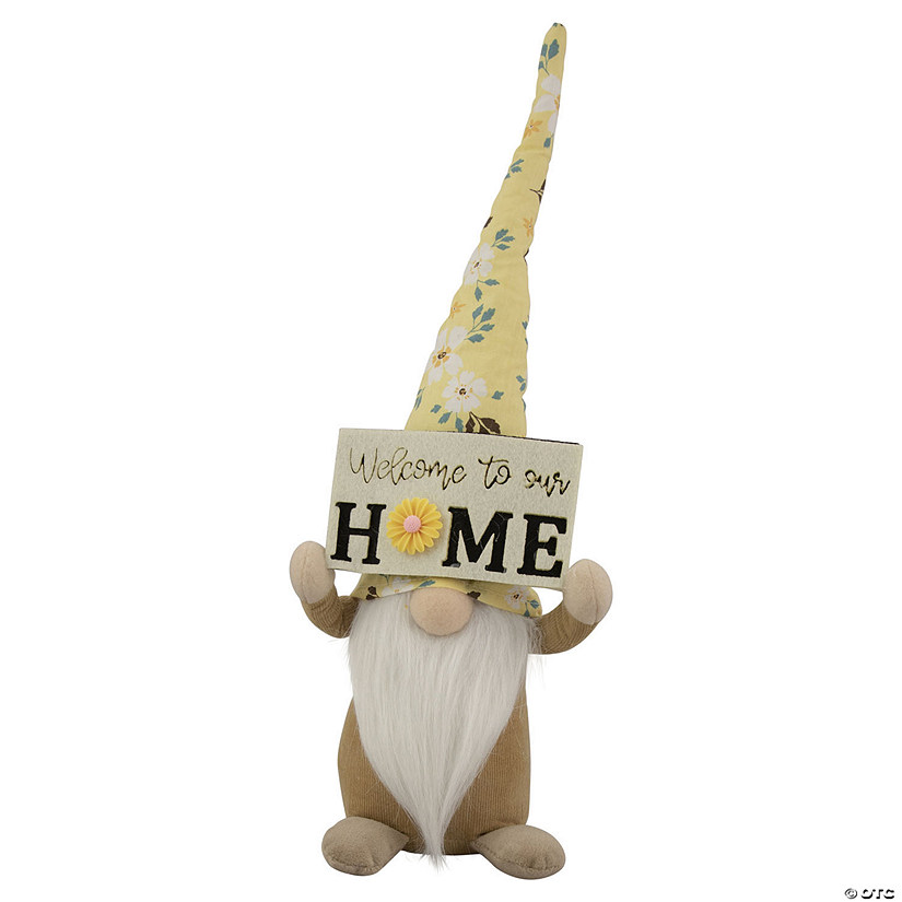 Northlight 15.25" spring sunflower hat gnome with home sign Image