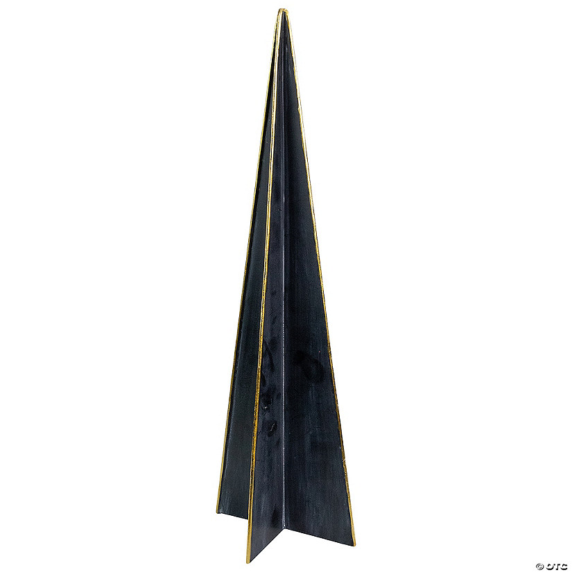 Northlight 15" Blue and Gold Triangular Christmas Tree Tabletop Decor Image