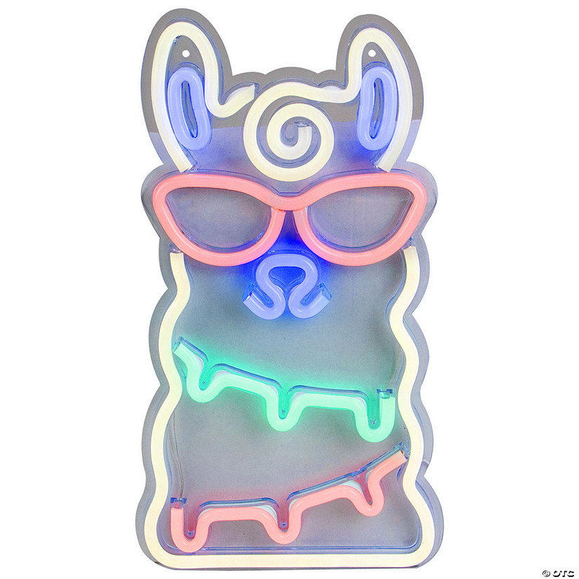 Northlight 15" Groovy White Alpaca with Red Sunglasses LED Lighted Wall Sign Image