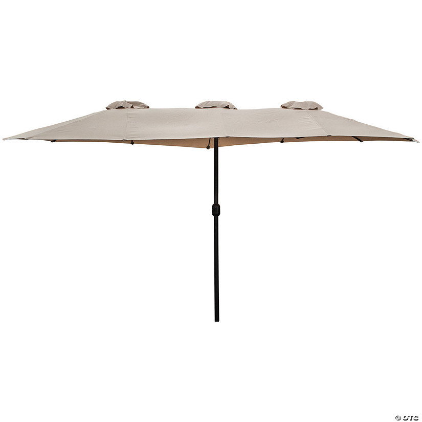 Northlight 15' Outdoor Patio Market Umbrella with Hand Crank Beige Image