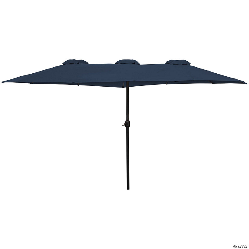 Northlight 15' Outdoor Patio Market Umbrella with Hand Crank Navy Blue Image