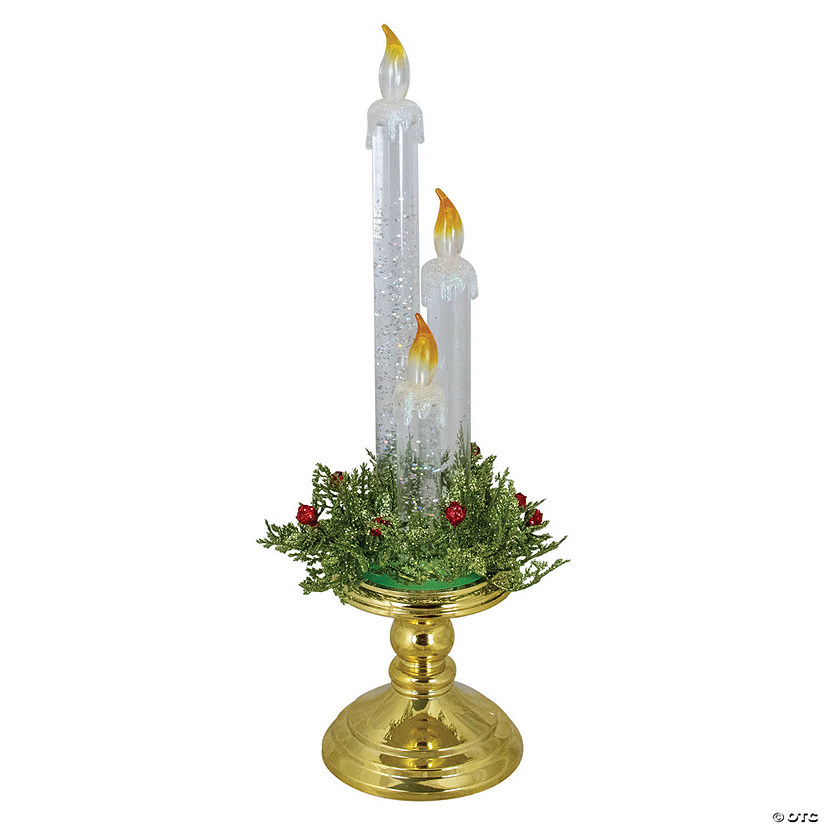 Northlight 15" Pre-Lit Candle on a Gold Base Christmas Decoration Image