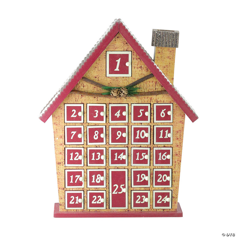 Northlight - 15" Red and Beige House with Advent Calendar Tabletop Christmas Decoration Image