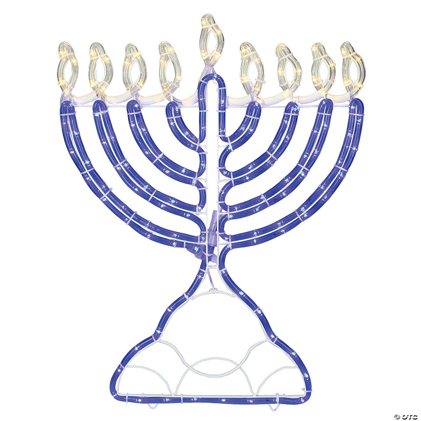 Northlight 150 Clear and Blue LED Hanukkah Menorah Rope Lights - 1.4 ft White Wire Image