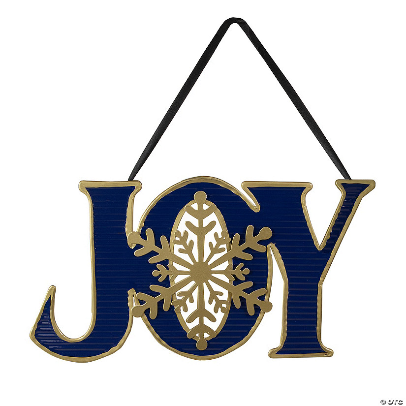 Northlight 16" Blue and Gold "JOY" Metal Christmas Wall Sign Image