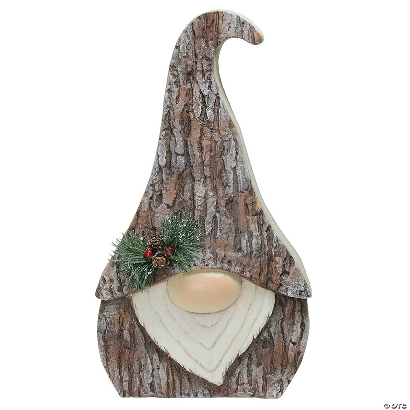 Northlight - 16" Brown and White Faux Tree Bark Gnome Christmas Figure Image