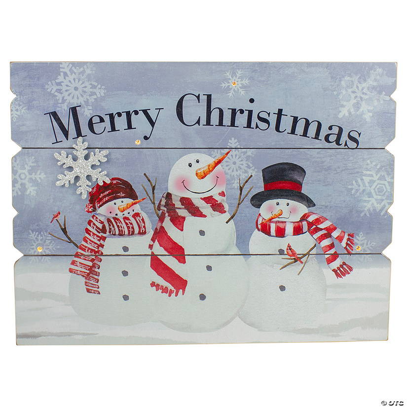 Northlight 16" Lighted Snowmen 'Merry Christmas' Wall Decor Image