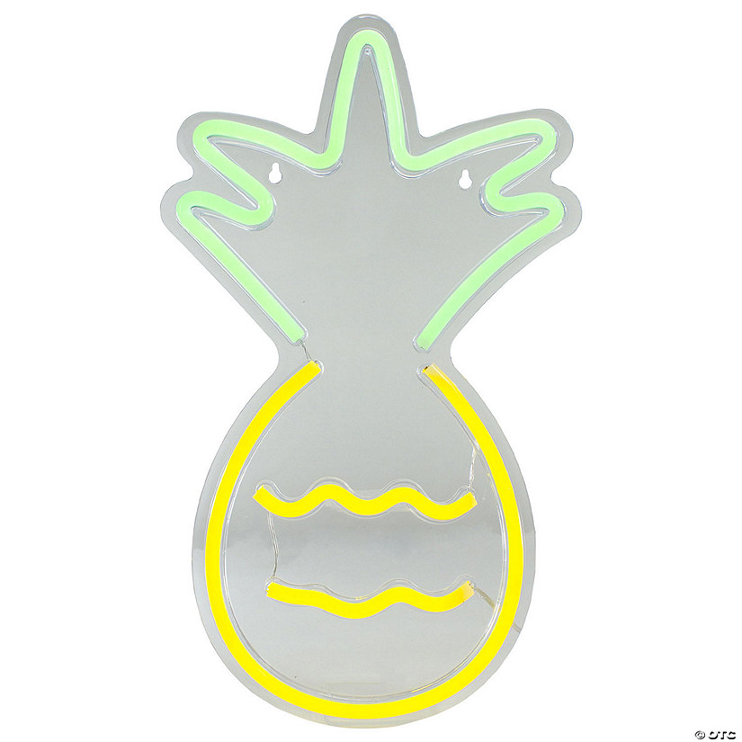 Northlight 16" Yellow and Green Pineapple LED Neon Style Wall Sign Image