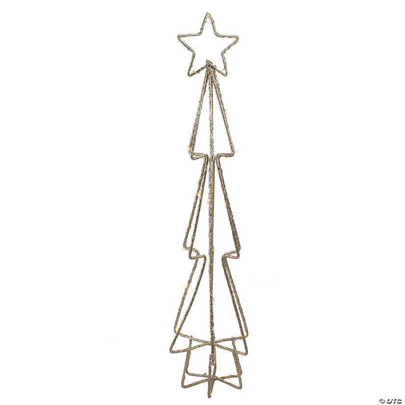 Northlight 17.5" LED Lighted B/O Gold Glittered Wire Christmas Cone Tree - Warm White Lights Image