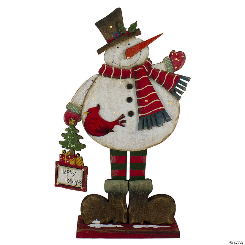 Northlight 17.5" LED Lighted Happy Holidays Snowman Christmas Welcome Sign Image