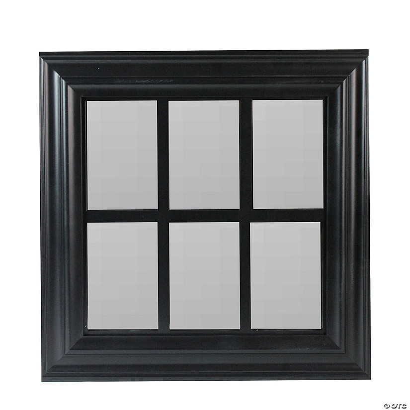 Northlight 17" Black Contemporary Square Windowpane Wall Mirror Image