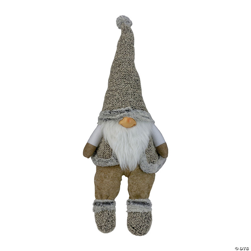 Northlight - 17" Gray and Beige Sitting Christmas Gnome Decoration Image
