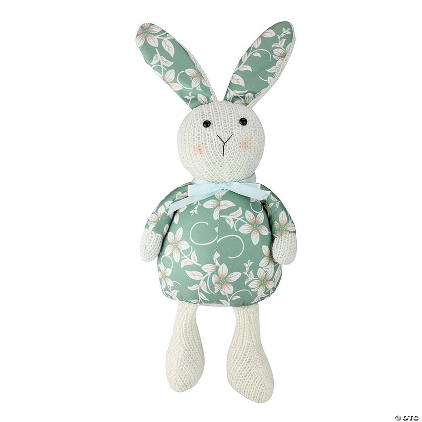 Northlight 17" green and white floral easter bunny rabbit spring figure Image