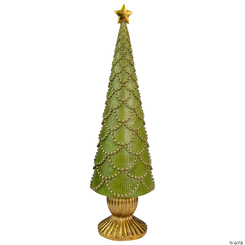 Northlight 17" Green Christmas Tree Cone on Pedestal with Star Topper Tabletop Decor Image