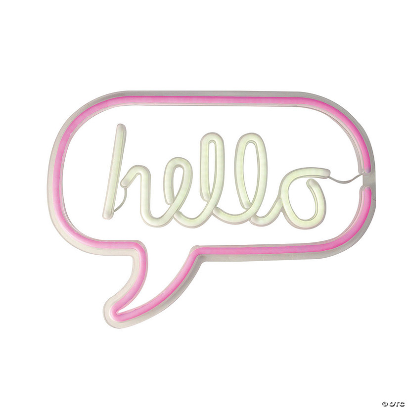 Northlight - 17" LED Pink and White "hello" Neon Sign Decoration Image