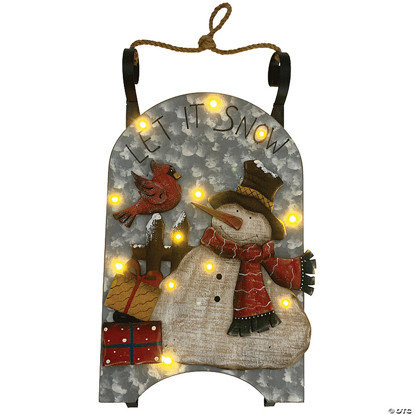 Northlight 17" LED Pre-Lit Wooden Sled Christmas Decoration Image