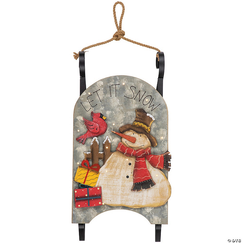 Northlight 17" LED Pre-Lit Wooden Sled Christmas Decoration Image