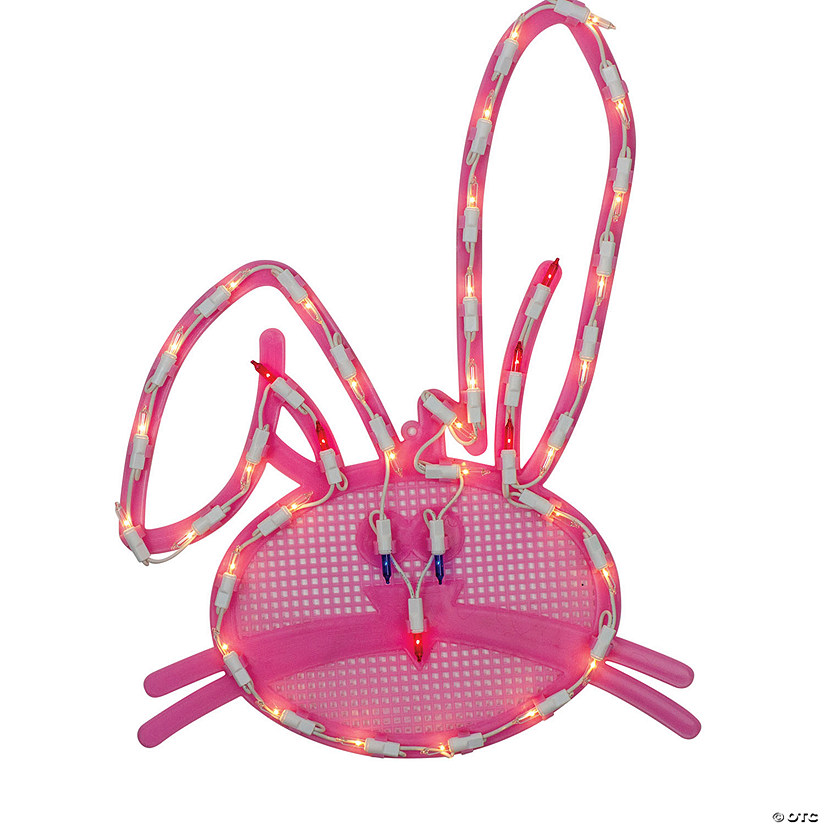 Northlight 17" Lighted Pink Bunny Head Easter Window Silhouette Decoration Image
