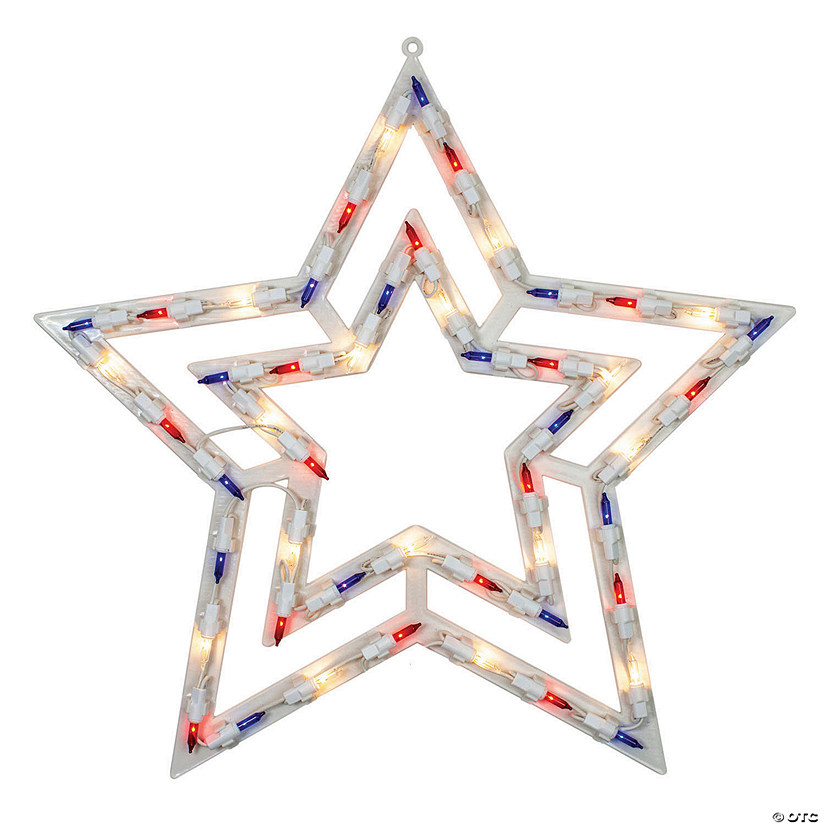 Northlight 17" Lighted Red  White and Blue Patriotic Star Window Silhouette Decoration Image