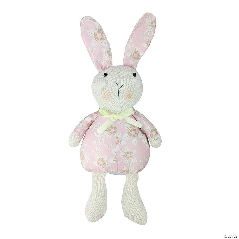 Northlight 17" pink floral easter bunny rabbit spring figure Image