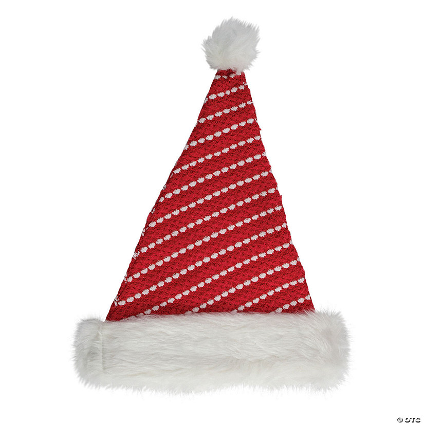 Northlight 17" Red and White Striped Santa Hat With Pom Pom Image