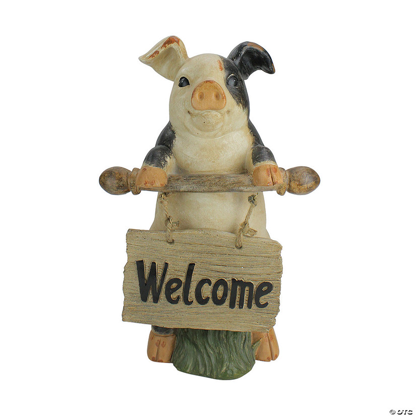 Northlight 17" Standing Pig with Welcome Sign Outdoor Garden Statue Image