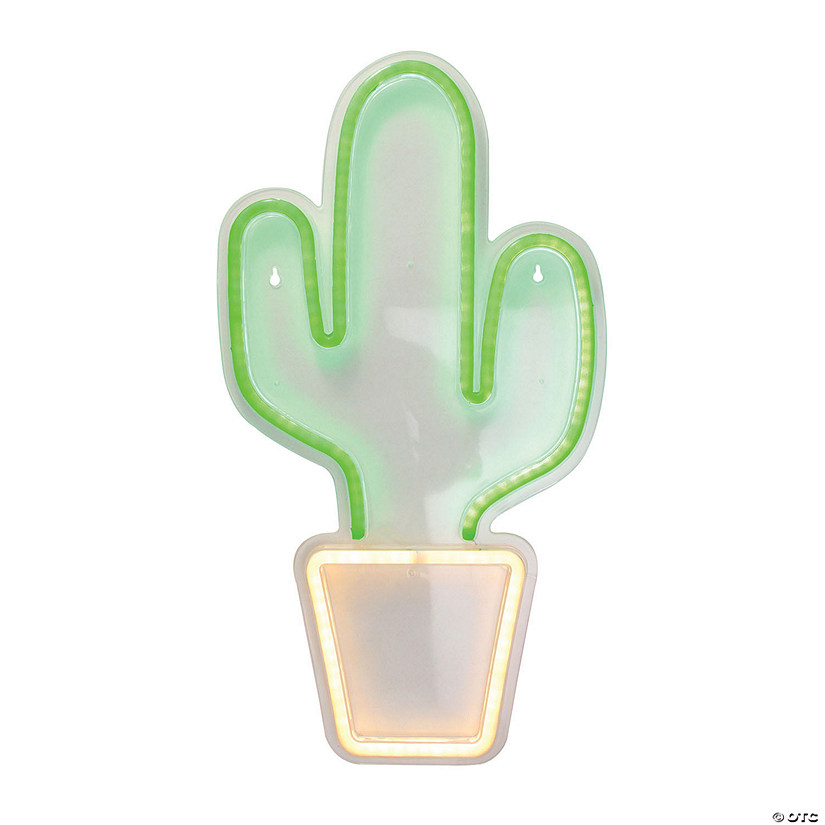 Northlight - 18.5" Neon Green LED Cactus Sign Window Silhouette Decoration Image