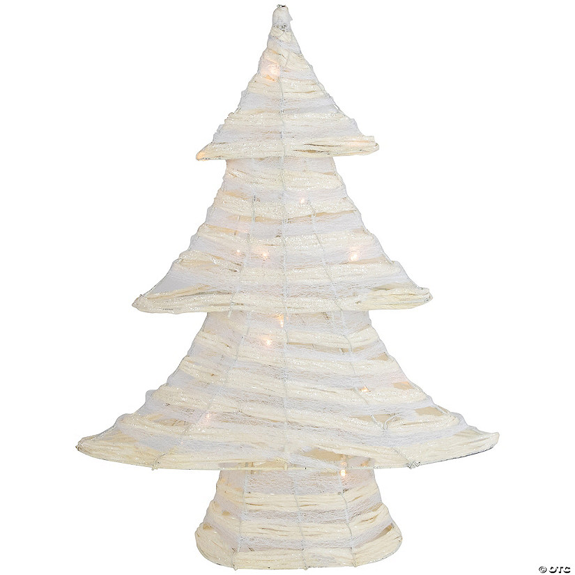 Northlight 18.5" White and Silver Battery Operated LED Lighted Christmas Tree Tabletop Decor Image