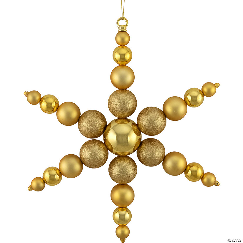 Northlight 18" Gold 3-Finish Snowflake Shatterproof Commercial Christmas Ornament Image