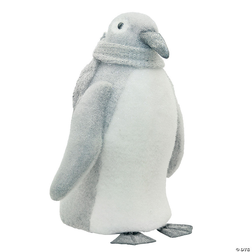 Northlight - 18" Gray and White Sparkling Penguin with Scarf Tabletop Figure Image