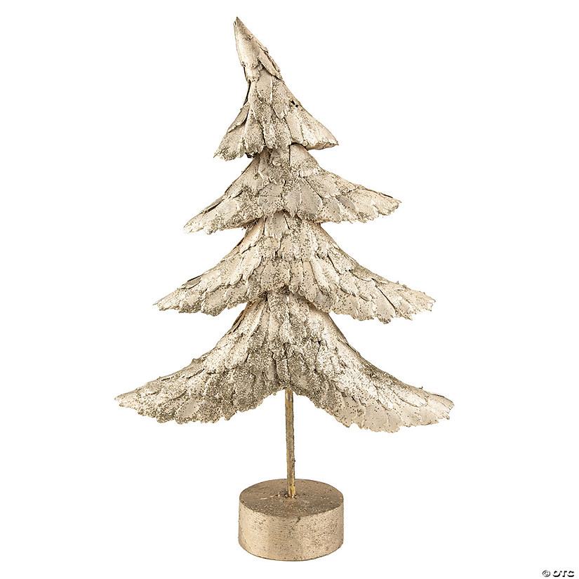 Northlight 18" Layered Bronze Tree with Wood Base Christmas Decoration Image