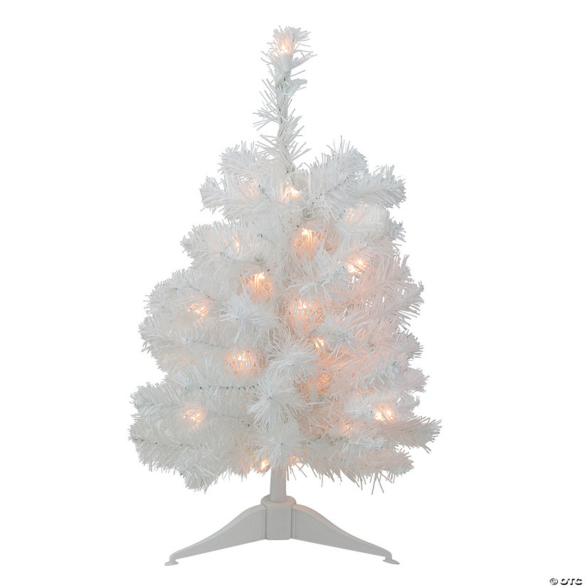 Northlight 18" Pre-Lit Medium Snow White Artificial Christmas Tree - Clear Lights Image