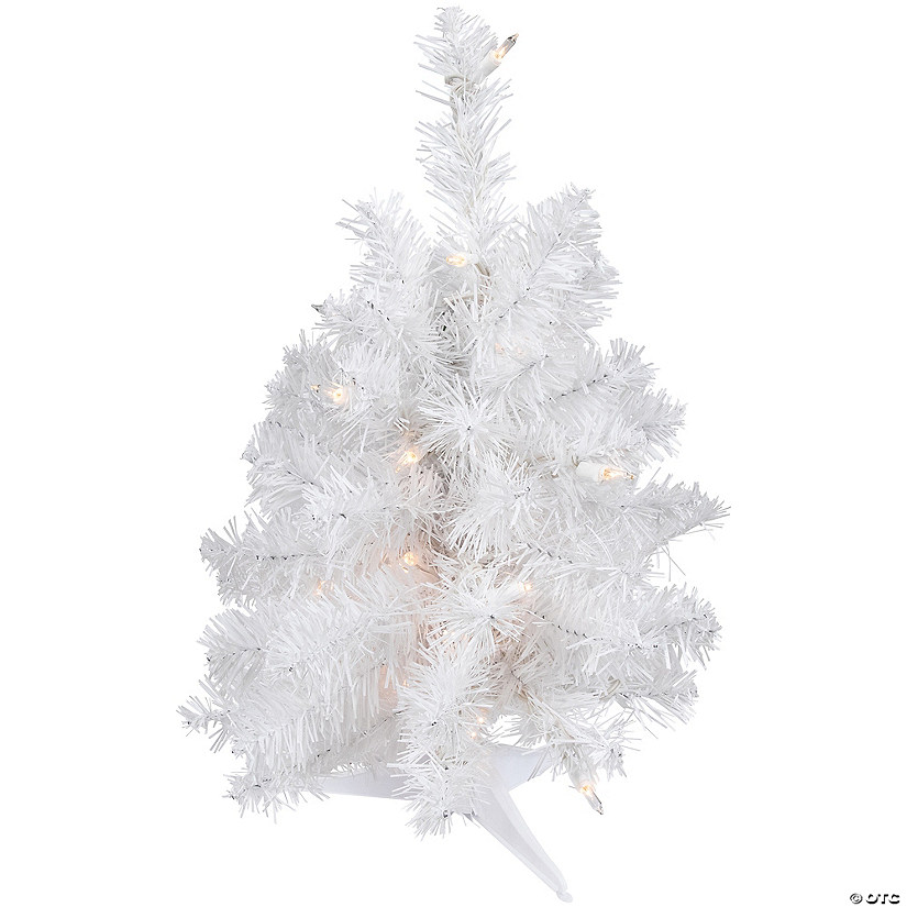 Northlight 18" Pre-Lit Medium Snow White Artificial Christmas Tree - Clear Lights Image