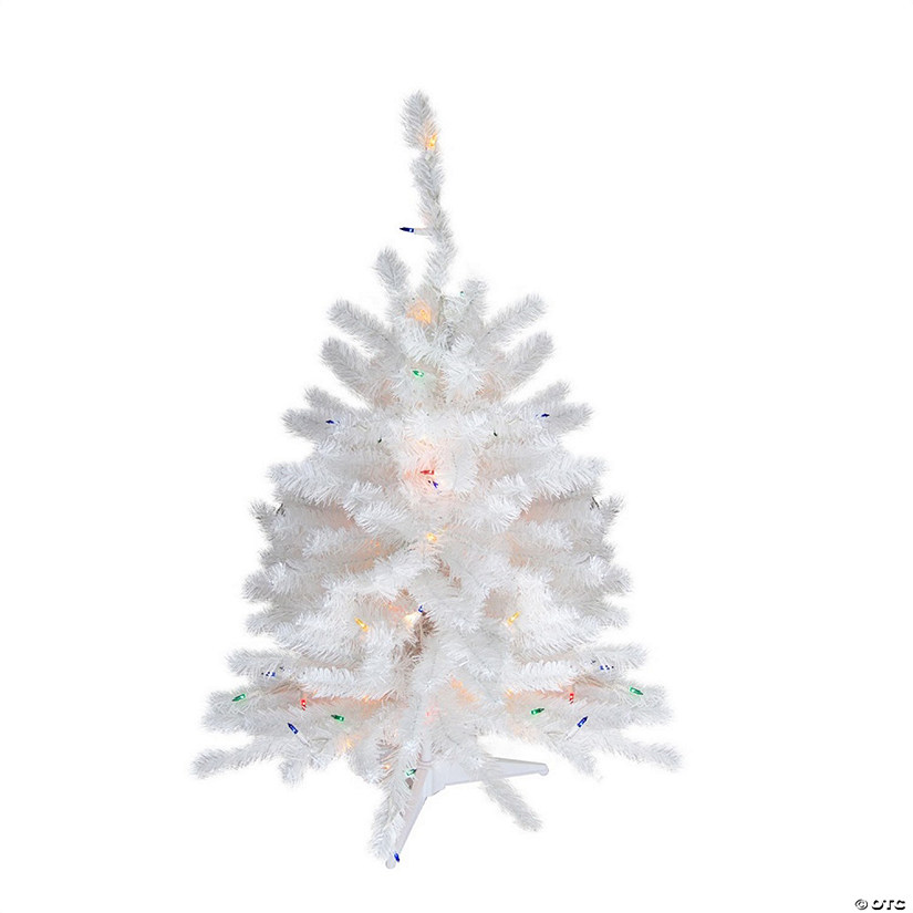 Northlight 18" Pre-Lit Snow White Artificial Christmas Tree  Multi Lights Image