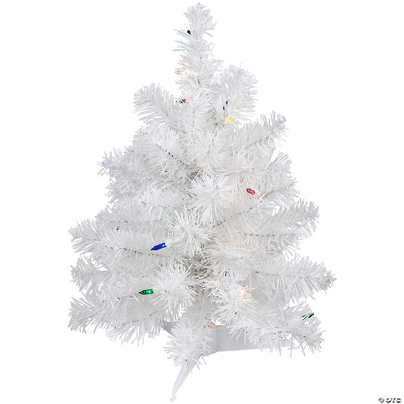 Northlight 18" Pre-Lit Snow White Artificial Christmas Tree  Multi Lights Image